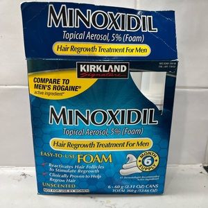 5 month supply of Minoxidil (Rogaine) extra strength 5% topical foam solution.